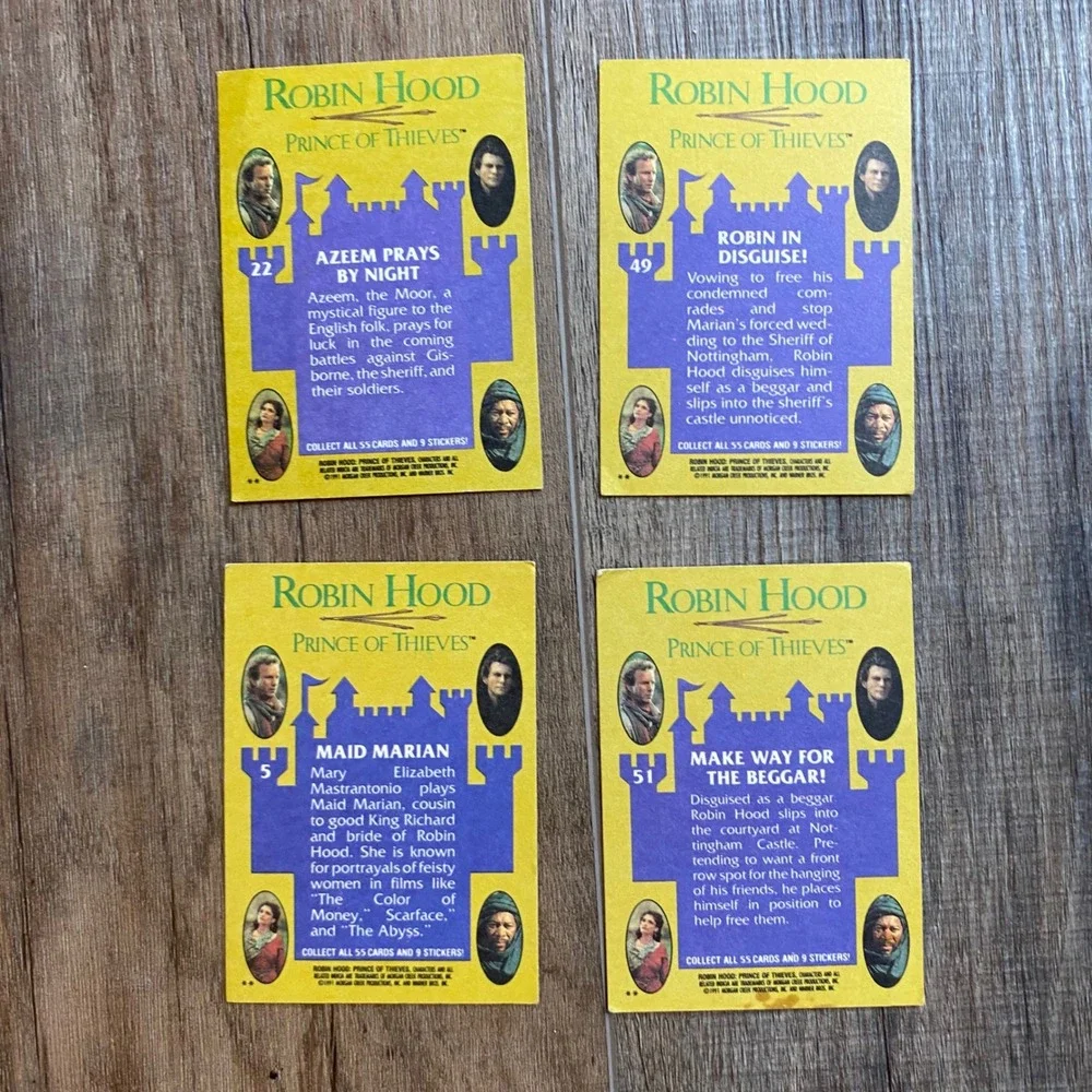 1991 Robin Hood Prince of Thieves Trading Cards Lot of 6 Morgan Creek Vtg 90s